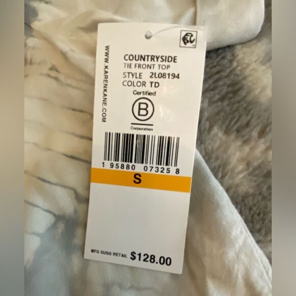 Karen Kane countryside Tess tie front top tie dye, 100% rayon NWT Size S - Picture 9 of 10